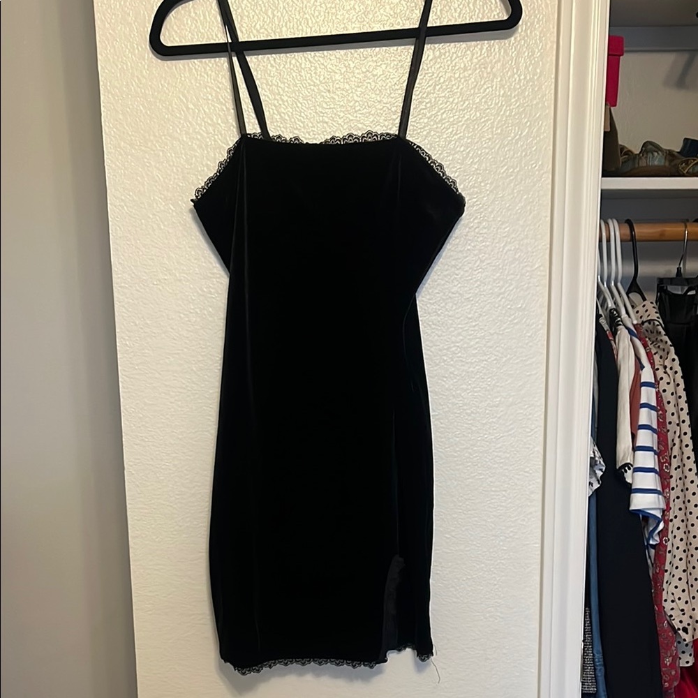 Elegant Black Velvet Slip Dress
